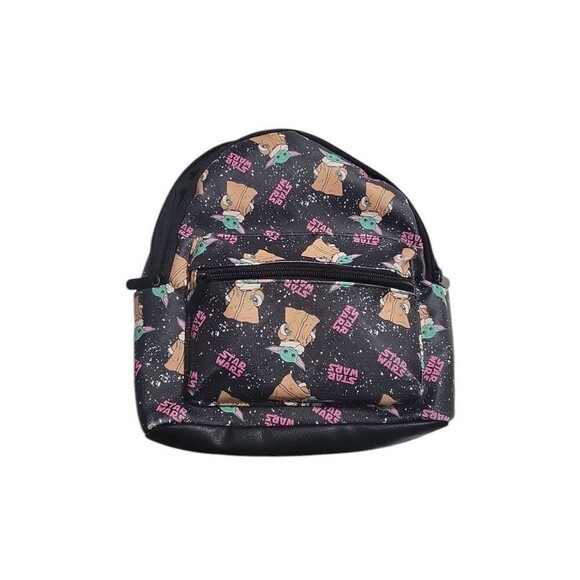 Rare Bioworld Star Wars Black Backpack Multi-Color Grogu Baby Yoda 11" x 9" - Picture 15 of 15